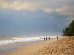 beach on rainy day