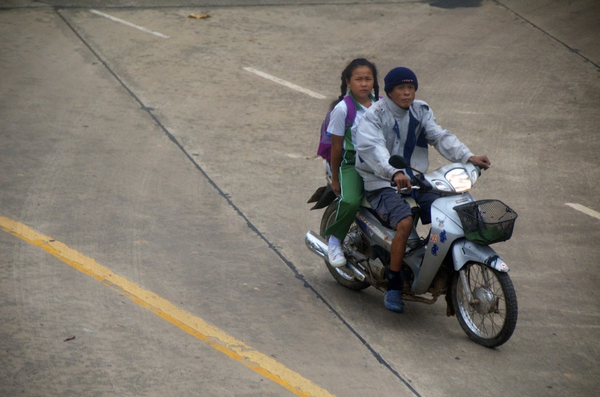 watching us from the scooter