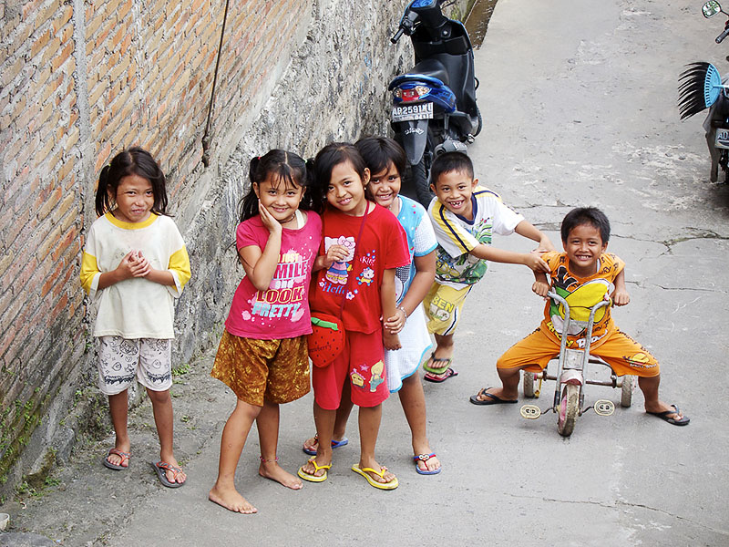 kids playing in yogyakarta, indonesia
